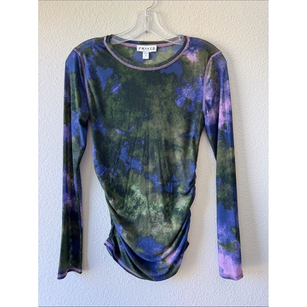 Frayed Brand Long Sleeved Mesh Tie Dye Top Small NWT